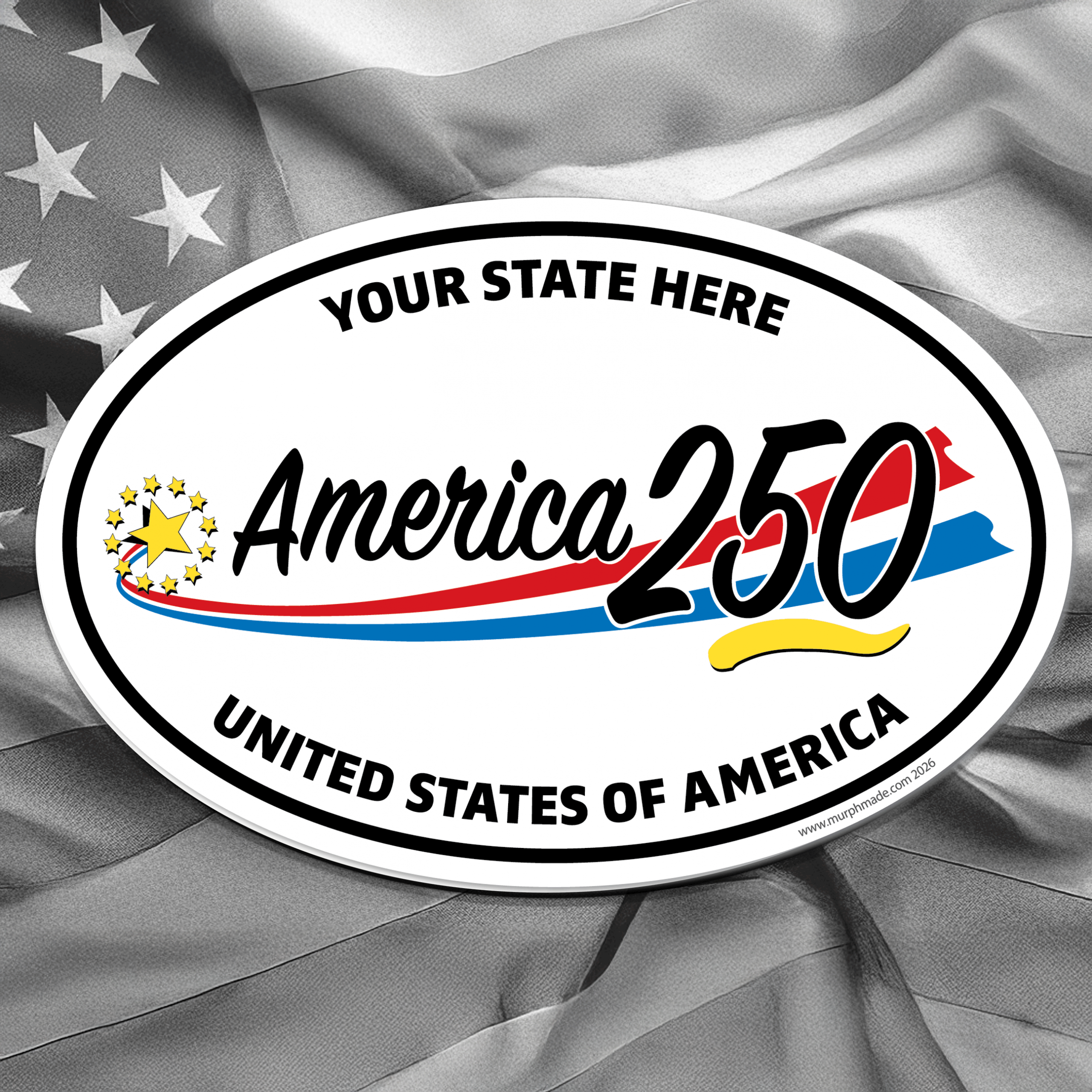 USA 250th Oval State Decal 6X4.5" - Image 2